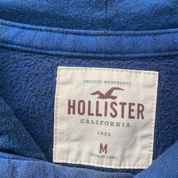 Hollister Blue Black Warm Hoodie Kangaroo Pockets & Drawstrings Men's Size M ! - Picture 3 of 8